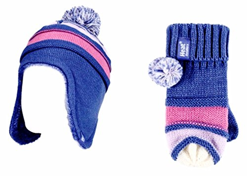 Heat Holders Mädchen Handschuh-Set mehrfarbig Lilac Lavender Violet Purple Gr. One size, 21 Lavender Stripe Pom Pom Hat / Mittens