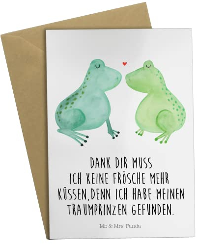 Mr. & Mrs. Panda Grußkarte Frosch Liebe - Geschenk, Einladungskarte, Ansichtskarten, küssen, Hochzeitskarte, Hocheitstag, Glückwunschkarte, Freund,
