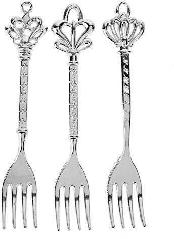 Forchette in acciaio inox 3 pezzi testa corona vintage Royal lega frutta forchetta torta dessert mini forchetta accessori da cucina utensili creativi, argento