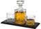 Whiskey Decanter and Glasses Barware Set, for Liquor Scotch Bourbon Wine or Vodka - Includes 2 Whisky Glasses on Wooden Display Tray