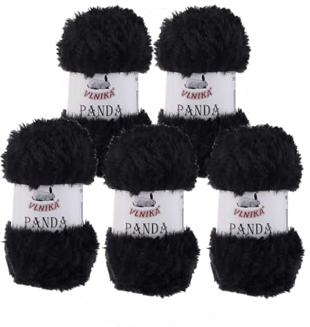 Strickgarn Panda Kunstfell 500g Strick-Wolle Kuschelwolle Plüschwolle - Farbwahl, Farbe:005 schwarz