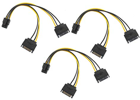 Bolongking - Cavo di alimentazione PCIe a doppia SATA, 2 x SATA a 6 pin, 10 cm, confezione da 2