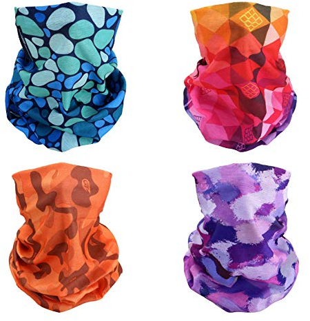 SMEHCF 4 Multifunktionstuch Gesichtsmaske Motorradmaske Sportmaske Sturmmaske Maske Halsmanschette Schal Bandana für Damen Herren Regenbogen Diamant Blau Regentropfen Lila Orange Tarnung Camouflage