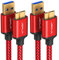 JSAUX Cavo Micro USB 3.0 1M+2M [confezione da 2], Cavo da USB A maschio a Micro B maschio 3.0 per disco rigido per Seagate, Toshiba Canvio, Western Digital(WD)My Passport and Elements, Galaxy S5-Rosso