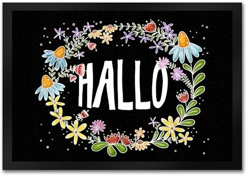 trendaffe - Hallo Fußmatte mit Blumen Motiv