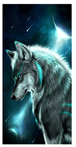 HNHDDZ Strandtuch 3D Tier Einhorn Pferd Leopard Wolf Elefant Eule Galaxie Nebel Badetuch Strandlaken Handtuch 100% Mikrofaser Badetuch Sommer Männer und Frauen (Stil 5,150x180 cm)