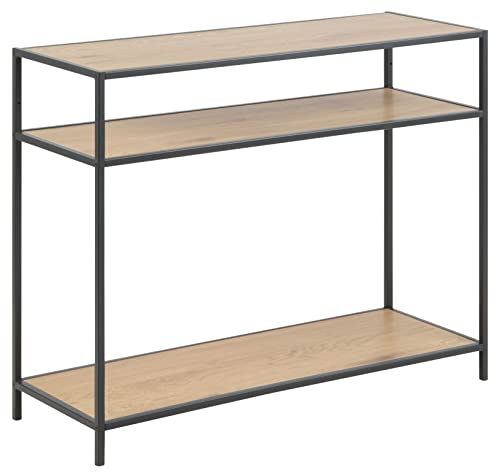 AC Design Furniture Jörn rechteckiger Konsolentisch mit 2 Ablagen, Ablagen aus Wildeiche und schwarzem Metallrahmen, vielseitige Wohnzimmermöbel, kleine Raummöbel, Ordnung Home Office