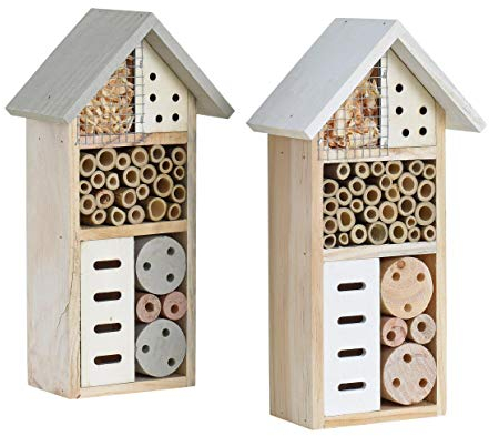 ESTEXO Insektenhotel Insektenhaus Nistkasten Brutkasten Insekten Hotel Holz Bienen Unterschlupf Schmetterling (2X 26x13x8,5 cm)