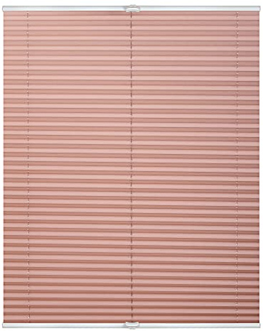 Lichtblick Plissee Klemmfix, ohne Bohren, verspannt, lichtdurchlässig, Blickdicht, mit eleganter Crushed Optik, Klemmträger mit Metallkomponente Altrosa, 40 cm x 130 cm (B x L)
