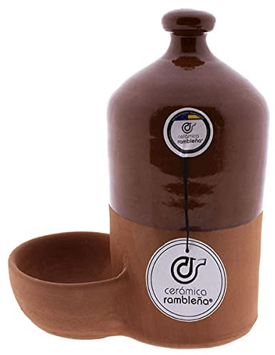 CERÁMICA RAMBLEÑA | Abreuvoir pour chiens | Abreuvoir pour chats | Abreuvoir pour poules argile rouge de La Rambla (Cordoba) | Filo miel | 100% fait main | 1 litre | ECO