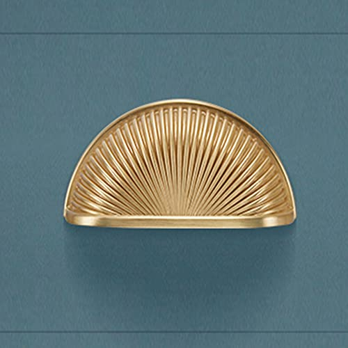 HONGTUWY 1x Gold Muschelgriff,Möbelgriff Halbkreis mit Schrauben,Schubladengriff, Zinklegierung Griffe, für Schrank Schublade Küche Kabinett (length:85mm,Gold)