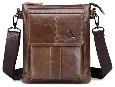 LOONGYOON Business Herren-Umhängetasche Lässige Mode Leder Crossbody Tasche Multi-Tasche Tragbare Reisetasche Kleiner Rucksack
