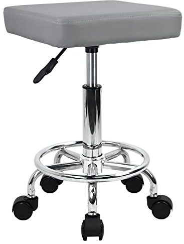 KKTONER Rollhocker Bürohocker höhenverstellbar 47-61cm (Grau)
