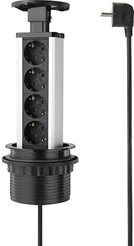 Sygonix SY-4737792 Steckdosenturm Schwarz, Silber Schutzkontakt 1 St.