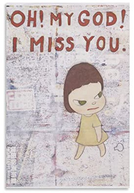 SSJS Beyond The Wall Yoshitomo Nara I Miss You Grunge Poster Wandkunst für Zuhause Büro Wand Klassenzimmer Dekor Büro Wandkunst Zuhause Fitnessstudio Poster Leinwand Gemälde 40 x 60 cm