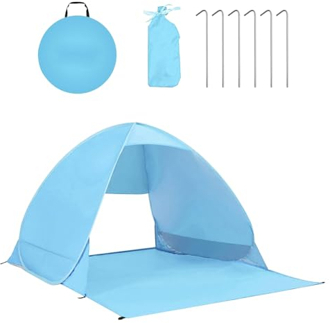 ASAB Pop Up Beach Shelter for Camping Fishing Garden - Lightweight Instant Tent with UV Protection, Waterproof, Easy Set Up Family Design - Includes Tent Pegs and Carry Bag