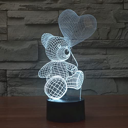 SUPERRUIDALONG 3D Das der Nachtlicht 7/16 Farbwechsel LED-Fernbedienung Tischlampe Acryl flache ABS-Basis USB-Dekoration Geburtstag Weihnachten Geschenke