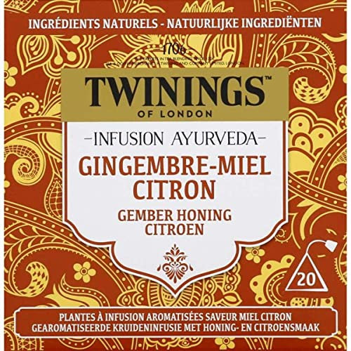 Twinings - Ayurvedica infuso zenzero, miele, limone – 20 bustine – tonificante e miele – per gustare caldo o freddo