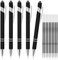 TIESOME 5 Stück Kugelschreiber mit Stylus-Spitze, einziehbare 2 in 1 Stylus Pens Stylischer Stift mit 10 Minen, Metall-Stylus-Stift für Touchscreens, 1,0 mm schwarze Tinte Kugelschreiber (Schwarz)