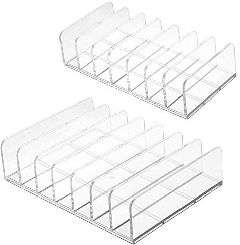Tikplus 2 Stück Lidschatten Organizer, Acrylic Kosmetik Organizer, Make up Schminktisch Organizer mit 7 Fächern,Transparent Paletten-Organizer für Schubladen Schlafzimmer, Schminkaufbawahrung