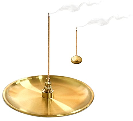 Portaincienso 4 en 1, incluye 1 colector de cenizas de acero inoxidable, quemador de incienso de Latón, adecuado para el hogar, sala de yoga, sala de meditación