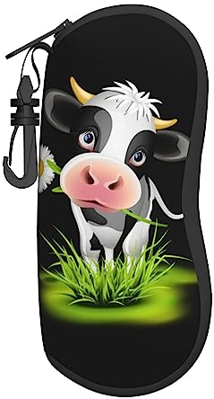 PIXOLE Unisex-Brillenetui mit niedlichem Kuh-Muster, Schutzhülle für Brillen, Sonnenbrillen, weiches Etui, Brillenetui, Süße Kuh, One size