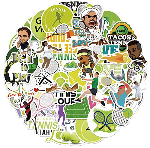 Tennis Stickers 50 Pieces Graffiti Colorful Sports Waterproof Vinyl Decals for Water Bottle Cute Soccer Gifts Sports Stickers for Kids Teens Adults