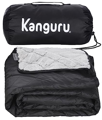 Kanguru Picknickdecke wasserdicht, wetterfest, Sherpa Fluffy innen flauschig und warm, 140 x 170 cm, Outdoor Decke, Wanderdecke, Reisedecke, Camping zubehör, Outdoor Teppich, Geschenkidee