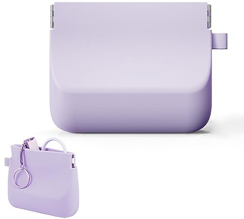Freewindo Custodia in silicone per cuffie con cavo, organizer portatile per cavi dati, portamonete in silicone, per donne e uomini (S, viola)