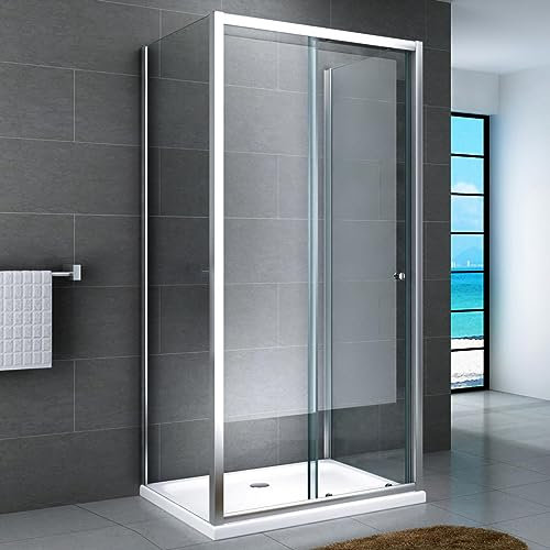 Yellowshop - SMART Box doccia 3 lati con apertura frontale e 2 lateralI fissi cm 110, 130, 150, 170 in alluminio vetro Trasparente o Opaco 6mm, H 190 cm (cm 150x70 Trasparente)