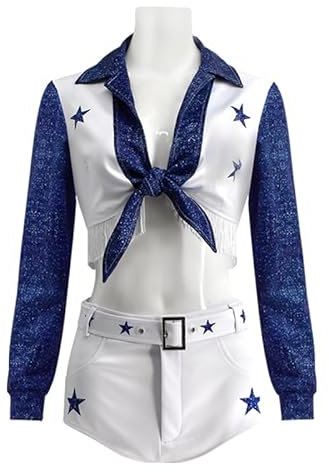 Wandamaga Erwachsene Cowboy Cheerleader Kostüm Sexy Star Frauen (XL)