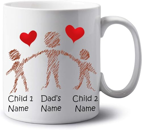 Personalised Family Gifts Jumbo 20oz Mug Family Portrait Extra Large Tea Coffee Mug Birthday Fathers Day Gift Dad Daddy Grandad Uncle Gift Mug (Dad with 2 Kids)