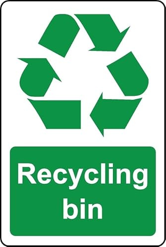 Recycling bin sign - Self adhesive sticker 300mm x 200mm Case (Pack of 10)