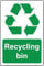 Recycling bin sign - Self adhesive sticker 300mm x 200mm Case (Pack of 10)