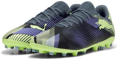 PUMA Future 7 Play MG, Soccer Shoe Unisex Adulto, Gray Skies-Elektro Purple-Fizzy Apple White, 41 EU