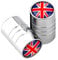 CUSTOMprivé Ventilkappen, Chrom, britische Flagge, Union Jack, Aluminium, Universal, für Motorrad, Trike, Quad, Roller, Auto