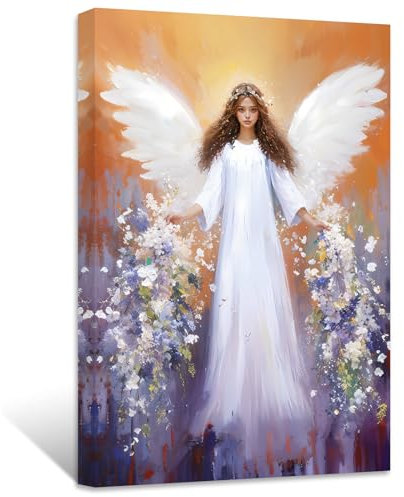 ZXHYWYM Engel Leinwandbilder elegantes Mädchenporträt Bilddrucke Engelsflügel Gemälde abstrakte Kunstwerke für Wohnzimmer Schlafzimmer Dekoration (Bild-1, (30.00 x 45.00 cms))