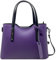 Chicca Borse Borsa a Mano Elegante Donna in Pelle Italiana Rigida Taglia Media con Tracolla (Viola - Nero)