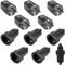 5 pares de conectores Schuko de acoplamiento: 250 V 16 A IP54 de goma Schukokupplung Set, protección de contacto, 2 polos exterior, resistente al agua negro Schuko enchufe y acoplamiento de goma sin