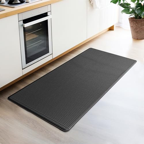 HomeLife il Tappeto Cucina Antiscivolo Lavabile in Gomma PVC: Tappeto per Cucina Antifatica, ideale come passatoia cucina antiscivolo lavabile | Tappeto Morbido e comodo - [44X75, Nero]