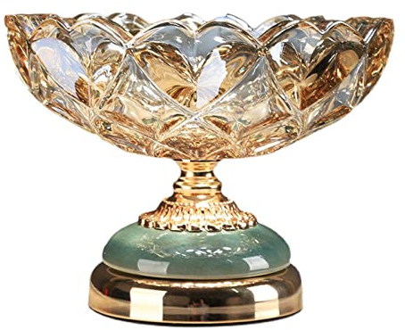 RONGZHAI Corbeille à Fruits en céramique Verre Plat à Fruits ménage métal Bonbons Stockage Ornement ménage rétro Transparent Art Bol à Fruits Salon Table Basse Table à Manger Assiette de Fruits dis