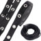 PH PandaHall 5 Yards Black Eyelet Trim with Grommets, 20mm Leather Eyelet Grommet Tape with 6mm Silver Hole 10.9 Yards Leather Cord String Threads for Sewing Garment Corset Shirt Dress Skirt Jacket