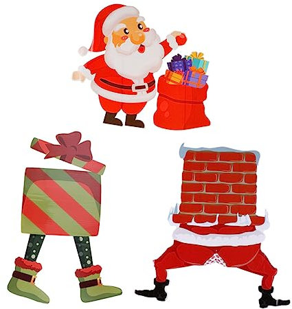 POPETPOP 3 Stück Weihnachts Garteneinsätze Rasen Dekoration Gartenpfähle Schilder Hofdekorationen Gartendekorationen Weihnachts Gartendekoration Weihnachts Gartendekoration