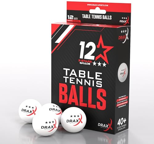 DRAXX Sports Tischtennisbälle Weiß 3 Sterne 40+ | 12er Set Hochwertige Weiße Tischtennisbällen aus ABS, robust für Training, Wettkampf, Indoor & Outdoor