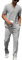 DONYKARRY 2-Teilige Herren Jogging Anzug Trainingsanzug Sportanzug Aus Baumwolle Fitnessraum Kurzarm Oben+ Hose Tracksuit Atmungsaktiv Hausanzug Set(Grau,L)