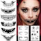 Halloween Tattoo Gesicht,Halloween Kostüm Damen Schminke Accessoires Erwachsene, Halloween Tattoos Make Up Zombie Skelett Vampir Zähne Narben Gesichtstattoo Aufkleber (Totenkopf Mund)
