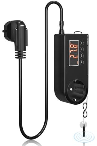 GlowUp Termostato per terrari 220V regolatore di Temperatura della Presa EU Plug con sensore Digitale termostato Controllo della Temperatura per Serre, rettili, acquari, incubatori ECC (1Pcs)