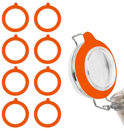 8 Stück Weck Gummiringe Dichtringe für Einweckgläser Gummiringe für Gläser Silikon Glasdichtungen Orange Weich Ersatz Einkochringe Auslaufsicher Einmachringe für Weckgläser mit Deckel Mason Jar