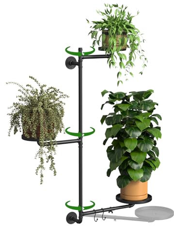tonchean Rotating Window Plant Shelf 3-tier Indoor, Wall Plant Holder, Window Shelves for Plants, Metal Window Plant Shelves for Multiple Plants