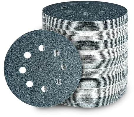 GEOGIEEW 90 Stück Schleifpapier 125mm Klett, Körnung 80 | Schleifscheiben Rund 8 Loch für Exzenterschleifer